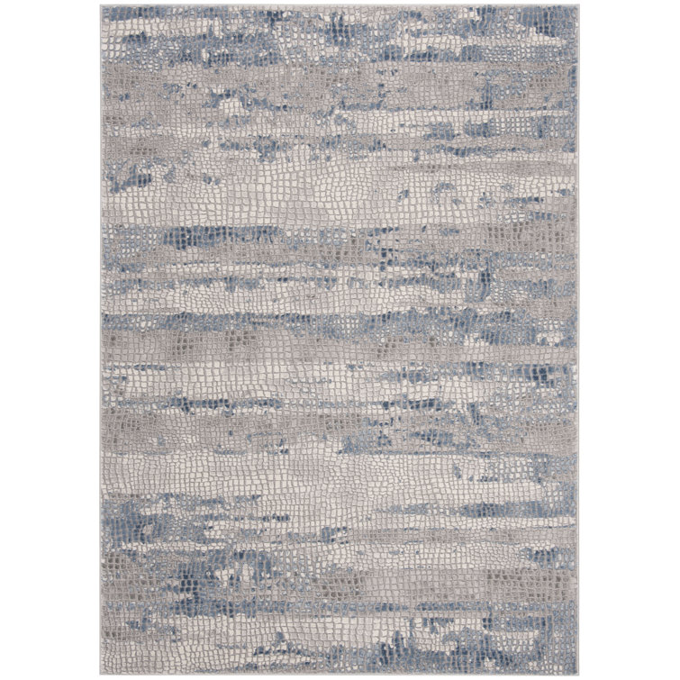 Williston Wendi Abstract Gray/Navy ARea Rug Wayfair